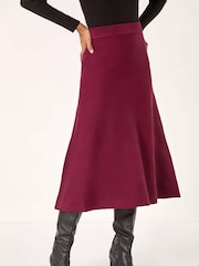 Roman Red Knitted Midi Stretch Skirt - Image 4 of 5