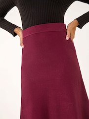 Roman Red Knitted Midi Stretch Skirt - Image 5 of 5