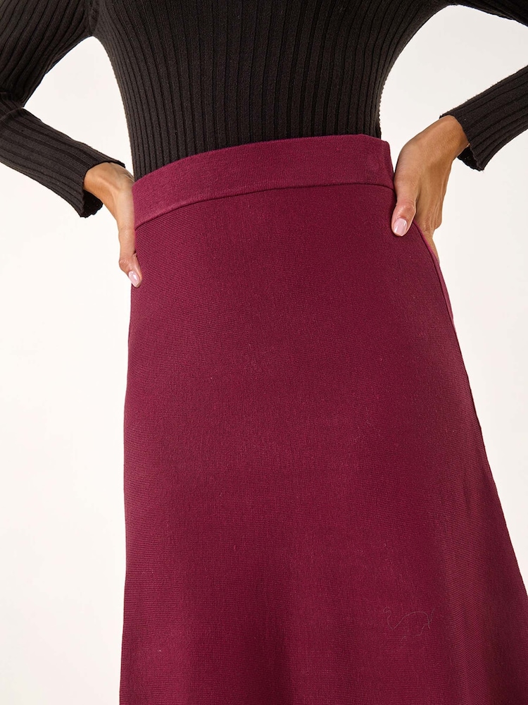 Roman Red Knitted Midi Stretch Skirt - Image 5 of 5
