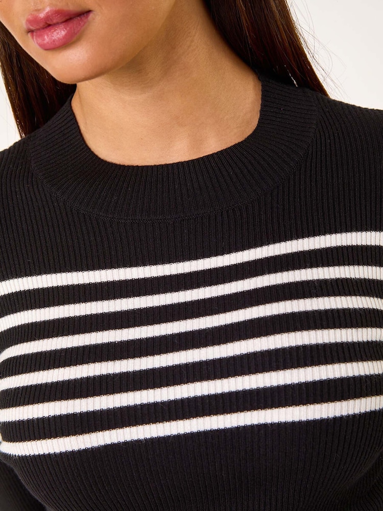 Roman Black Stripe Ribbed Crew Jumper - Image 5 of 5
