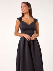 Roman Black Sweetheart Scuba Skater Midi Dress - Image 1 of 6