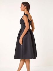 Roman Black Sweetheart Scuba Skater Midi Dress - Image 4 of 6