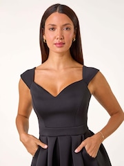 Roman Black Sweetheart Scuba Skater Midi Dress - Image 5 of 6