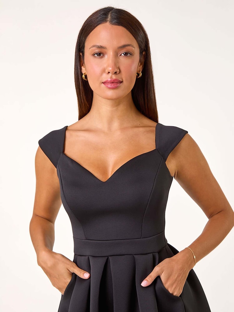 Buy Roman Black Sweetheart Scuba Skater Midi Dress from Next France