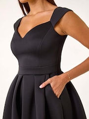Roman Black Sweetheart Scuba Skater Midi Dress - Image 6 of 6