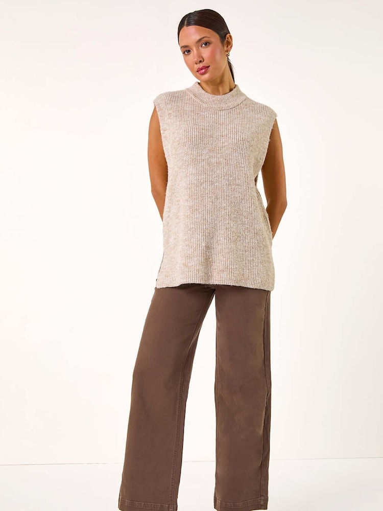 Roman Brown Cotton Blend Wide Leg Stretch Jeans - Image 2 of 5