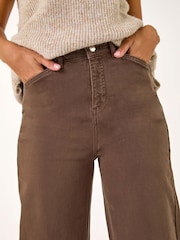 Roman Brown Cotton Blend Wide Leg Stretch Jeans - Image 5 of 5