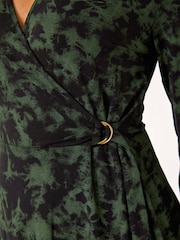 Roman Green Tie Dye Wrap Detail Stretch Dress - Image 6 of 6