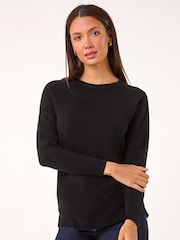 Roman Black Plain Soft Crew Neck Jumper - Image 2 of 5
