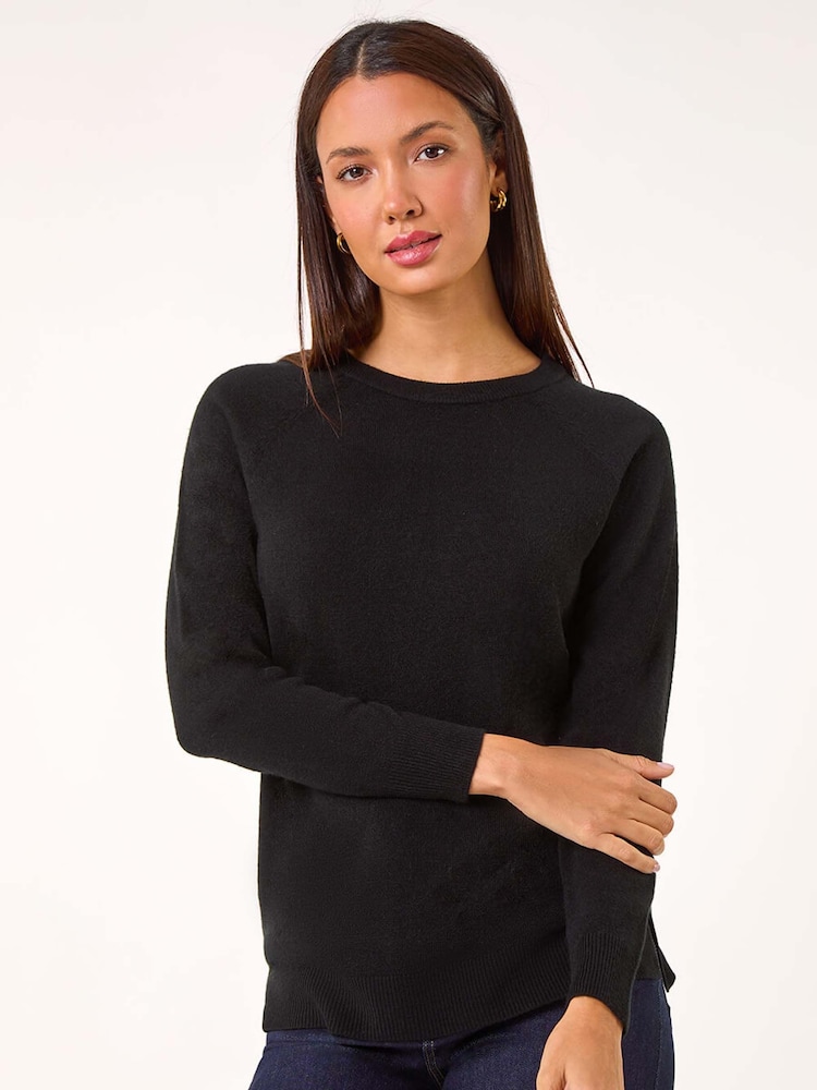 Roman Black Plain Soft Crew Neck Jumper - Image 2 of 5