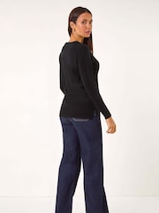Roman Black Plain Soft Crew Neck Jumper - Image 3 of 5