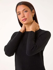 Roman Black Plain Soft Crew Neck Jumper - Image 4 of 5