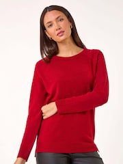 Roman Red Plain Soft Crew Neck Jumper - Image 1 of 5