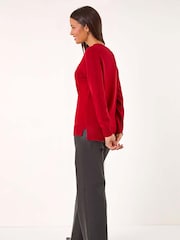 Roman Red Plain Soft Crew Neck Jumper - Image 3 of 5