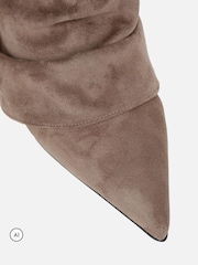 Simmi London Natural Hazel Foldover Ruched Kitten Heel Ankle Boots - Image 4 of 4