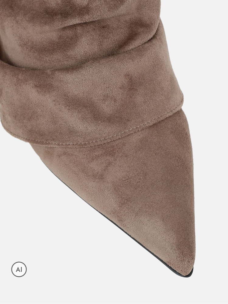 Simmi London Natural Hazel Foldover Ruched Kitten Heel Ankle Boots - Image 4 of 4 Simmi London Natural Hazel Foldover Ruched Kitten Heel Ankle Boots - Image 4 of 4