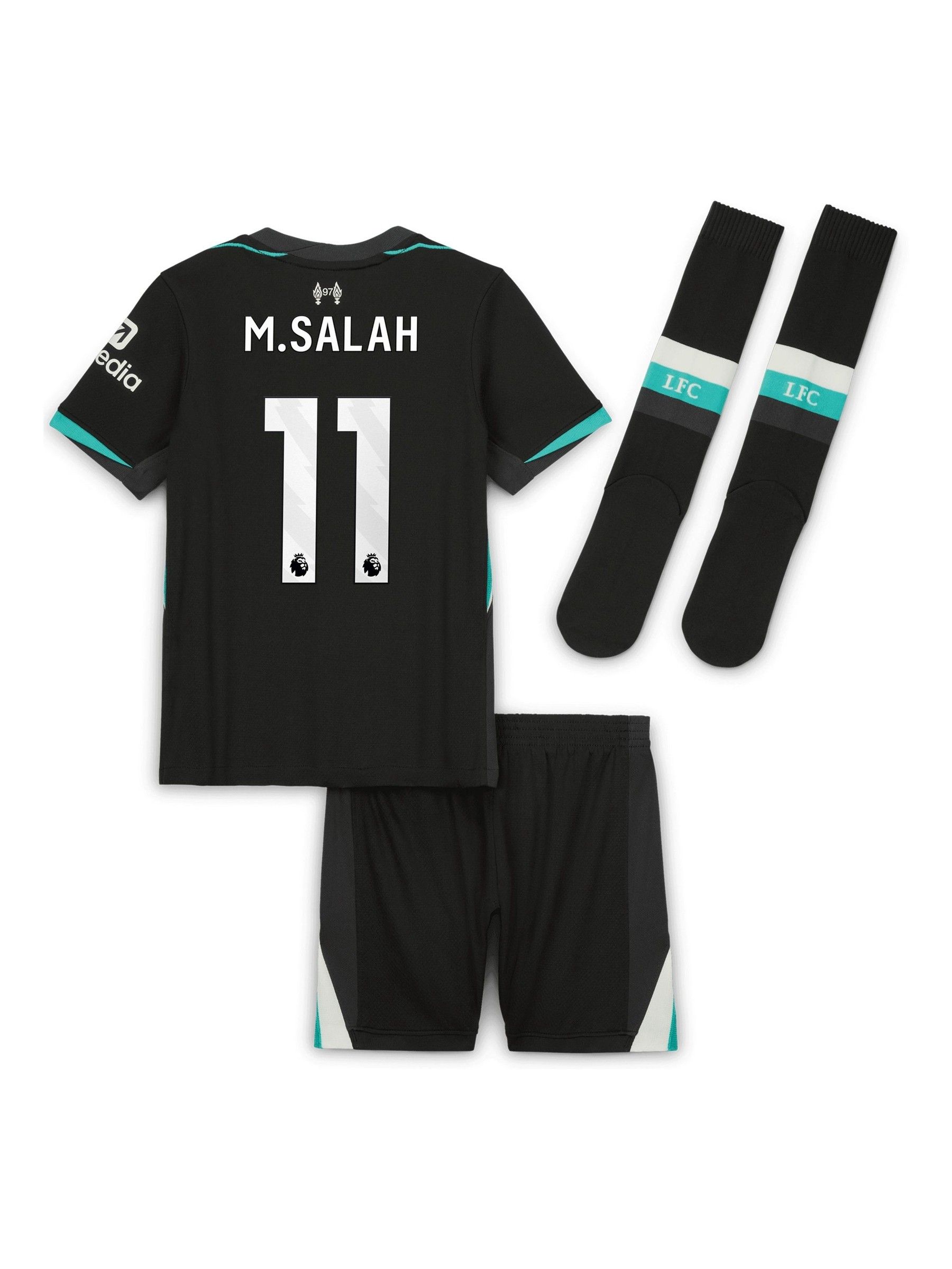 Buy Nike Black Little Kids Liverpool Away Stadium M.Salah 11 Mini Kit 2024 25 from the Next UK online shop