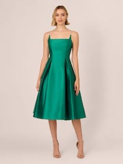 Adrianna Papell Green Mikado Midi Dress - Image 1 of 7