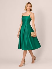 Adrianna Papell Green Mikado Midi Dress - Image 3 of 7