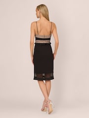 Adrianna by Adrianna Papell Knit Crepe Combo Midi Black Dress - Image 3 of 7