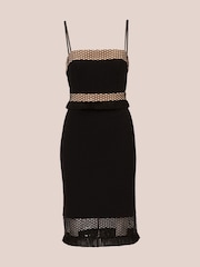 Adrianna by Adrianna Papell Knit Crepe Combo Midi Black Dress - Image 7 of 7