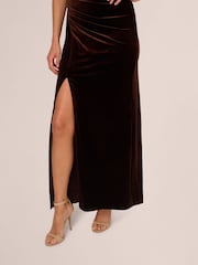 Adrianna Papell Velvet Column Brown Gown - Image 5 of 7