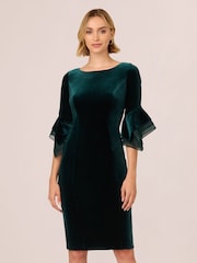 Adrianna Papell Velvet Bell Sleeve Short Dress - Image 3 of 7