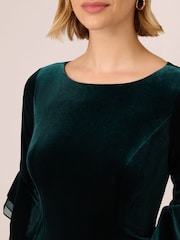 Adrianna Papell Velvet Bell Sleeve Short Dress - Image 4 of 7