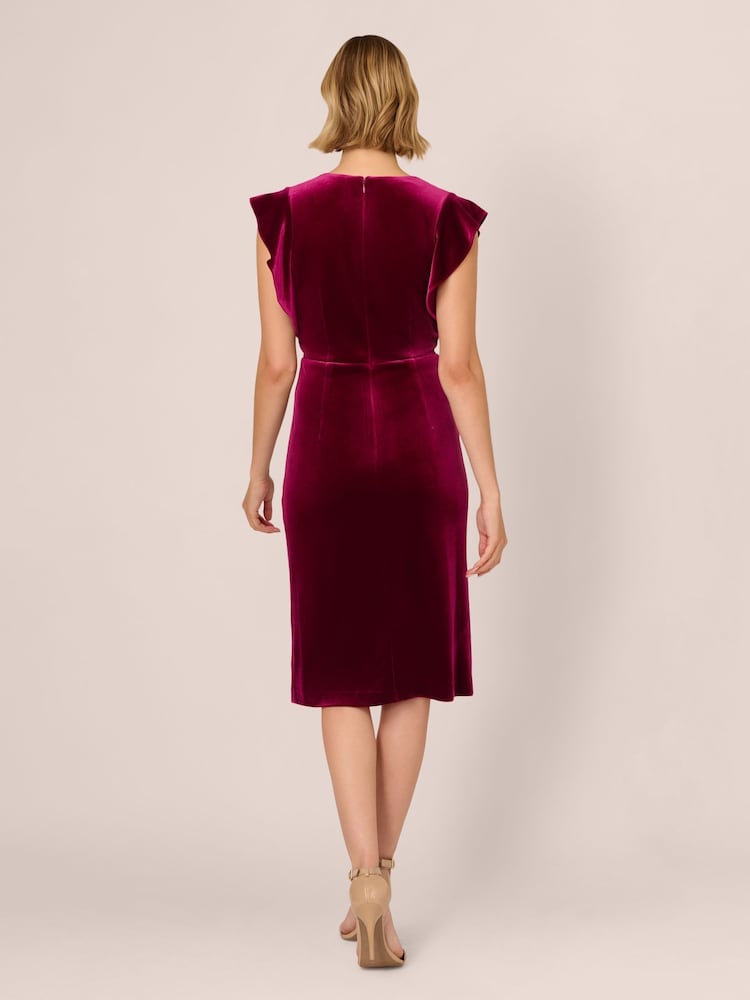 Adrianna Papell Pink Velvet Surplice Midi Dress - Image 2 of 7