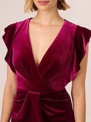 Adrianna Papell Pink Velvet Surplice Midi Dress - Image 4 of 7
