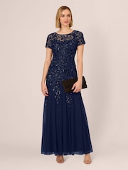 Adrianna Papell Bead Long Dress With Godets - Image 3 of 7