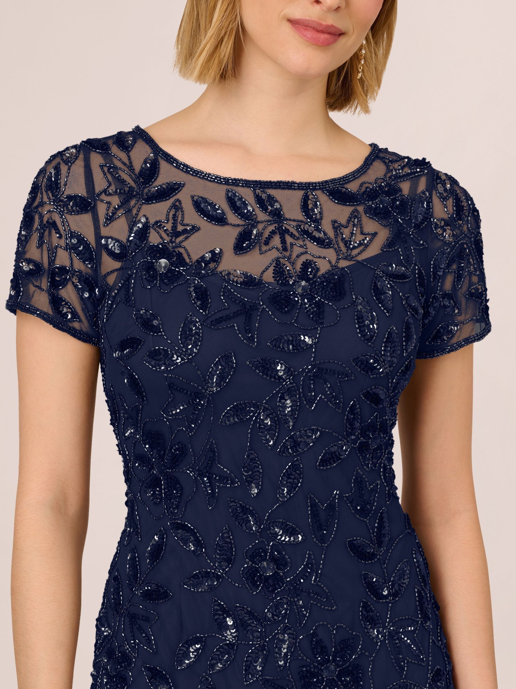 Buy Adrianna Papell Dark Blue Long Dress With Godets from the Next UK ...
