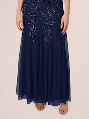 Adrianna Papell Bead Long Dress With Godets - Image 5 of 7