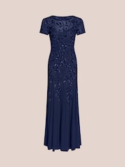 Adrianna Papell Bead Long Dress With Godets - Image 6 of 7