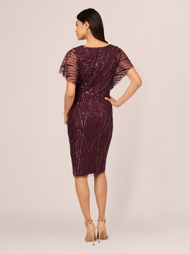 Adrianna Papell Purple Beaded Dolman Sleeve Dress - Image 2 of 6