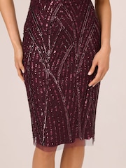 Adrianna Papell Purple Beaded Dolman Sleeve Dress - Image 5 of 6