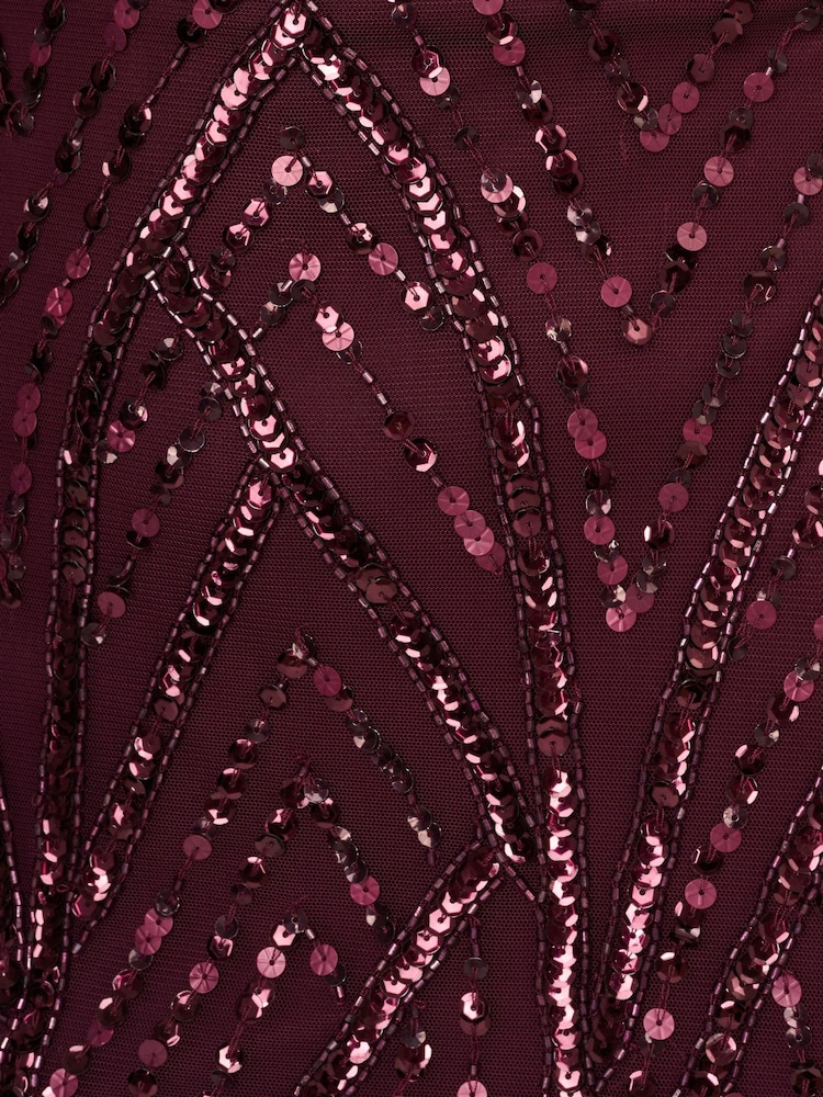Adrianna Papell Purple Beaded Dolman Sleeve Dress - Image 6 of 6