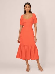 Adrianna Papell Puff Sleeve Midi Dress - Image 1 of 7