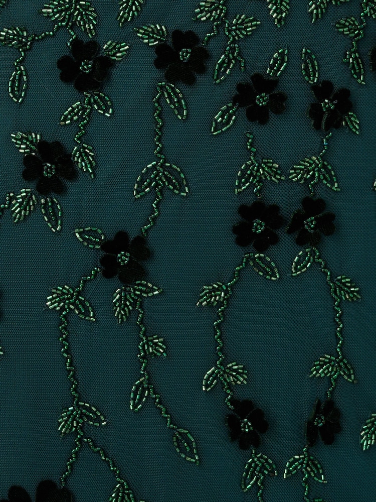 Adrianna Papell Green Beaded Mesh Illusion Dress - Image 7 of 7