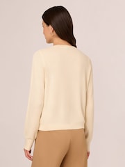 Adrianna Papell Cream Long Sleeve Button Front Cardigan Sweater With Chest Pockets - Image 2 of 7