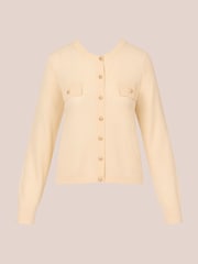 Adrianna Papell Cream Long Sleeve Button Front Cardigan Sweater With Chest Pockets - Image 6 of 7