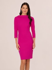 Adrianna Papell Rolled Neck Crepe Midi Dress - Image 1 of 7