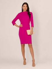Adrianna Papell Rolled Neck Crepe Midi Dress - Image 3 of 7