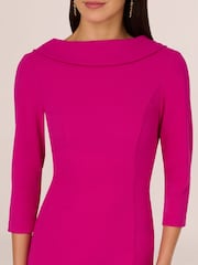 Adrianna Papell Rolled Neck Crepe Midi Dress - Image 4 of 7