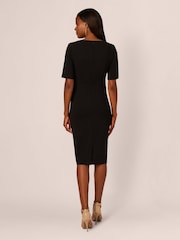 Preto - Adrianna Papell Crepe Tie Front Midi Dress - Imagem 2 de 7