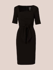 Preto - Adrianna Papell Crepe Tie Front Midi Dress - Imagem 6 de 7