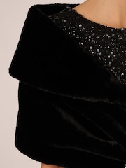 Adrianna Papell Faux Fur Wrap Black Coverups - Image 4 of 7