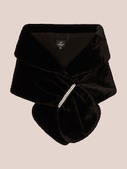 Adrianna Papell Faux Fur Wrap Black Coverups - Image 6 of 7