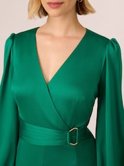 Adrianna Papell – Kurzes Godet-Wickelkleid aus Kunstleder, Grün - Bild 4 von 7
