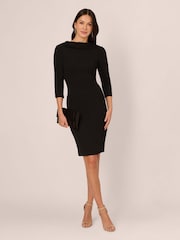 Adrianna Papell Rolled Neck Crepe Midi Dress - Image 3 of 7